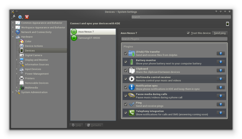 KDE-connect-devices
